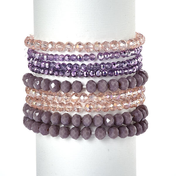 Ashley Cooper&#40;tm&#41; 9pc. Shades of Purple Bead Stretch Bracelets - image 