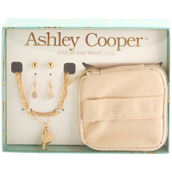 Ashley Cooper&#40;tm&#41; Gold Necklaces & Earrings Travel Jewelry Pouch Set - image 