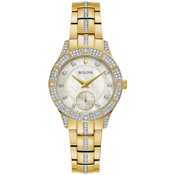 Womens Bulova Gold-tone Stainless Crystal Accent Watch - 98L283 - image 