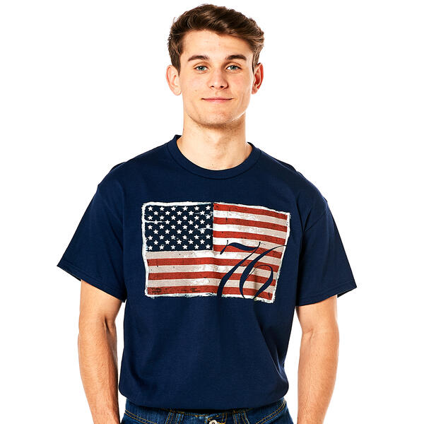 Mens Patriotic Vintage 76 Flag Short Sleeve Graphic T-Shirt - image 