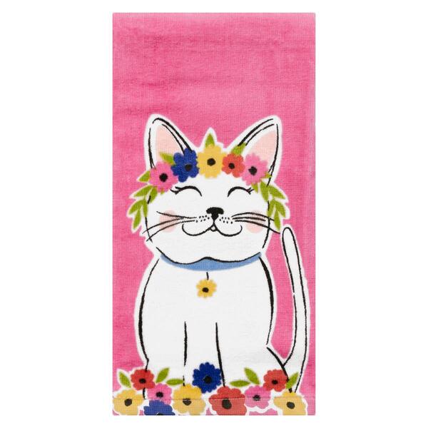 Floral Crown Kitty Fiber Reactive Kitchen Towel - image 