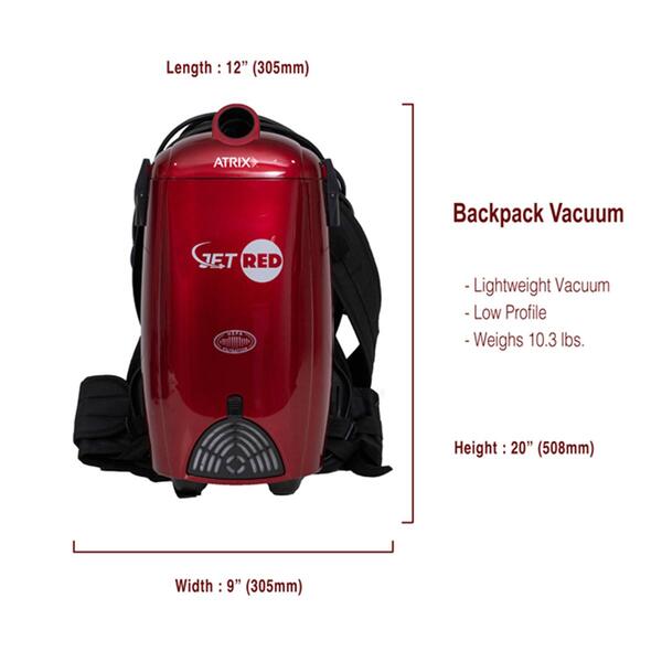 Atrix Jet Red HEPA Backpack Vacuum