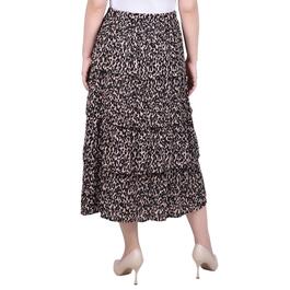 Petite NY Collection Tiered Pleated Animal Dobby Skirt