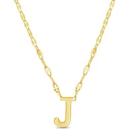 Sterling Silver Gold Polished J Initial Pendant Necklace