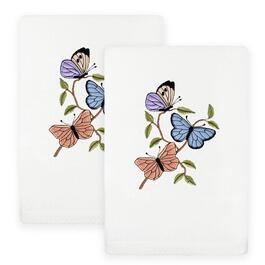 Linum Home Textiles 2pc Spring Butterflies Embroidered Hand Towel