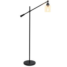 Lalia Home Swing Arm Floor Lamp w/Clear Glass Cylindrical Shade