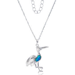 Gemstone Classics&#40;tm&#41; Silver & Created Opal Pelican Necklace
