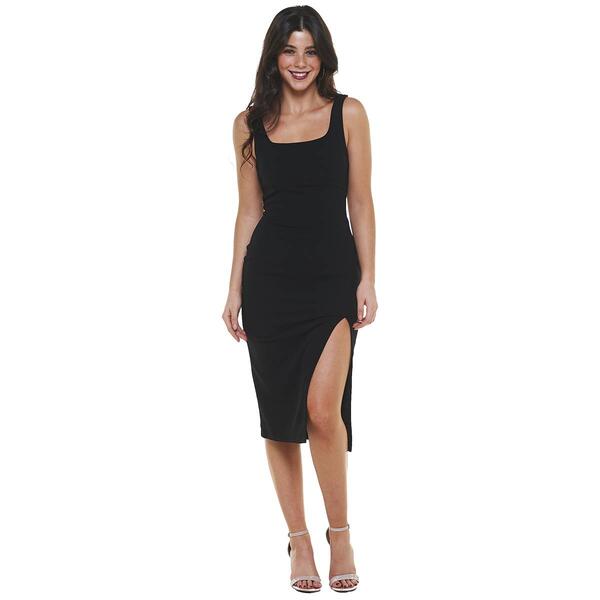 Juniors Almost Famous&#40;tm&#41; Fitted Lace Back Notch Slit Midi Dress - image 