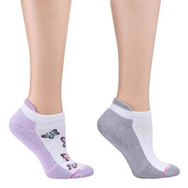 Womens Dr. Motion 2pk. Butterfly & Solid Compression Ankle Socks