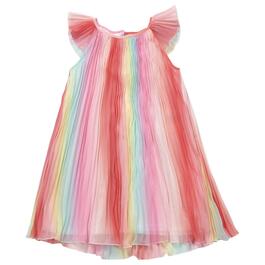 Girls &#40;4-6x&#41; Rare Editions Rainbow Ombre Pleated Chiffon Dress
