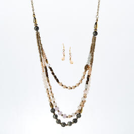 Ashley Cooper&#40;tm&#41; Gold Plated Multi Beaded Necklace & Earrings Set