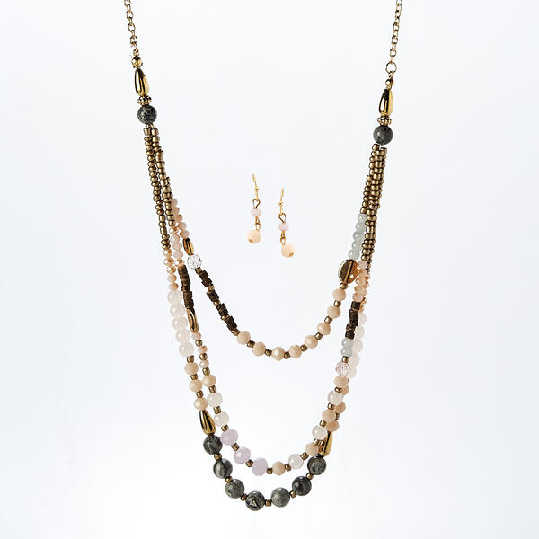 Ashley Cooper&#40;tm&#41; Gold Plated Multi Beaded Necklace & Earrings Set - image 