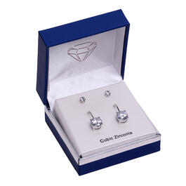2pc. Silver-Tone Round CZ Stud Earrings