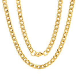 Mens Steeltime 18kt. Gold Plated & Accented Cuban Chain