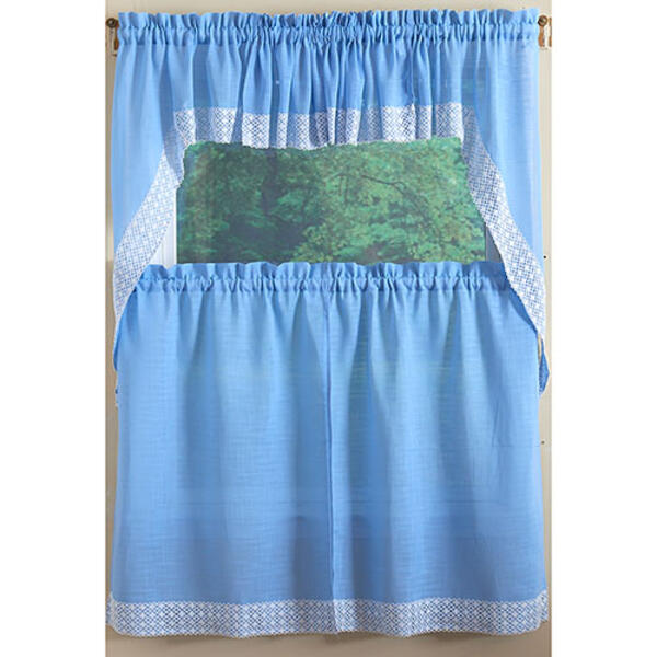 Salem Woven with Daisy Chain Lace Kitchen Curtains - image 