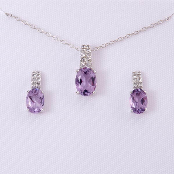 Marsala White Sapphire & Amethyst Necklace Set - image 