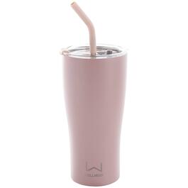 Stainless Steel Double Wall 30oz. Tumbler w/ Straw - Powder Pink