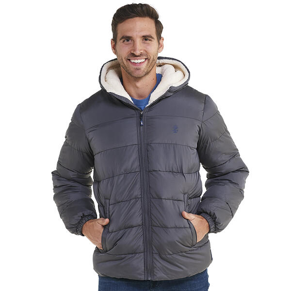 Mens IZOD&#40;R&#41; Solid Sherpa Lined Puffer - image 