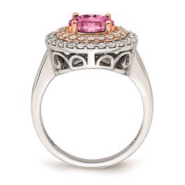 Pure Fire 14kt. Two-Tone Lab Created Pink Sapphire Round Ring