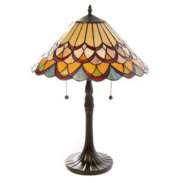 Quoizel Scallop Style Vintage Bronze Tiffany Table Lamp