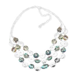 Chaps Silver-Tone Abalone 3-Row Frontal Lobster Closure Necklace