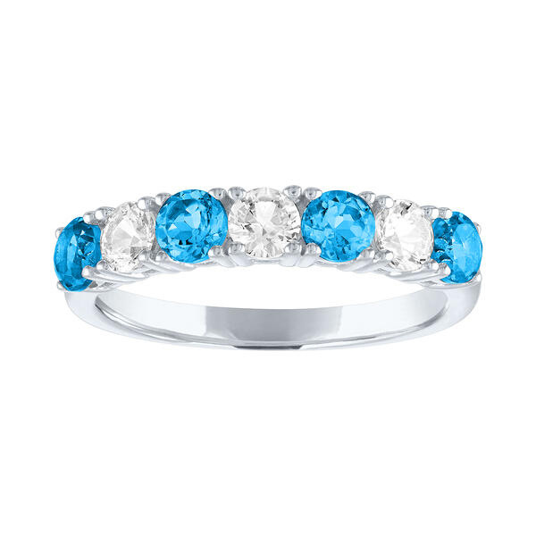 Gemstone Classics&#40;tm&#41; Sterling Silver Topaz/Sapphire Band Ring - image 