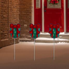 Northlight Seasonal Christmas Gift Box Pathway Markers - Set of 3