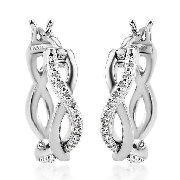 Diamond Classics&#40;tm&#41; Sterling Silver Diamond Hoop Earrings - image 