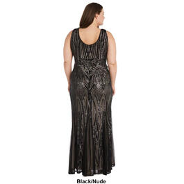Plus Size R&M Richards Sleeveless Bead Trim Godet Hem Gown