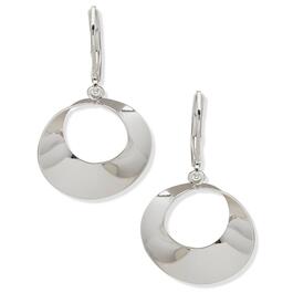 Nine West Silver-Tone Twisted Circle Drop Leverback Earrings