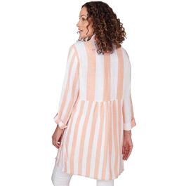 Womens Ruby Rd. Spring Breeze Stripe Linen Casual Button Front