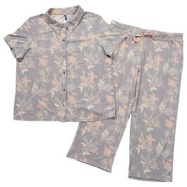 Plus Size IZOD&#40;R&#41; Euro Floral Notch Collar Top & Capris Pajama Set