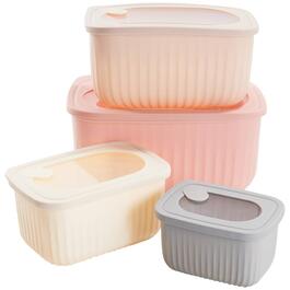 4pc. Rectangle Bowl Set with Lids - Dusty Pink