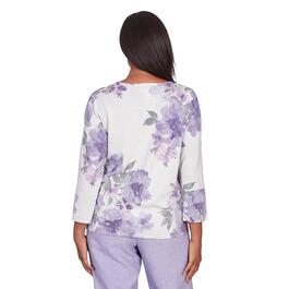 Petite Alfred Dunner Isn''t it Romantic Shimmer Floral Sweater