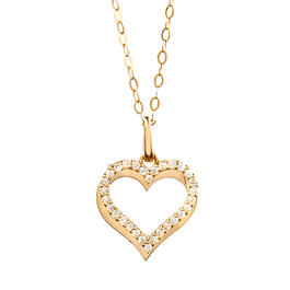10kt. Gold & Cubic Zirconia Open Heart Necklace