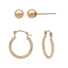 2pc. 10kt. Yellow Gold Ball & Polished Hoop Earring Set