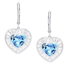 Gianni Argento Blue Topaz & Cubic Zirconia Heart Earrings