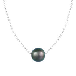 Splendid Pearls Sterling Silver Tahitian Pearl Slider Necklace