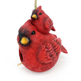 Resin Mom and Baby Cardinal Birdhouse