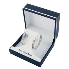 Silver-Plated 32mm Hoop Earrings with Twist Center