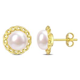 Gemstone Classics&#40;tm&#41; Miabella Halo White Pearl Stud Earrings