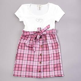 Girls &#40;7-16&#41; No Comment Embellished Hearts Tie Front Button Dress