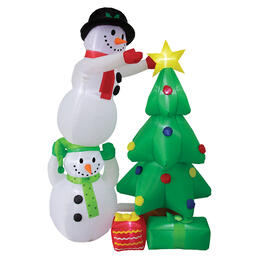 Inflatable 6Ft. Snowman Decorating A Tree