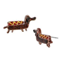 Betsey Johnson Dachshund Hot Dog Stud Earrings