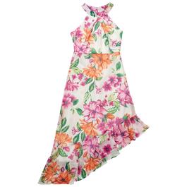 Girls &#40;7-16&#41; Rare Editions Floral Halter Dress w/ Ruffle