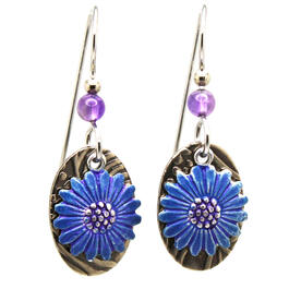 Silver Forest Silver-Tone Cornflower & Beaded Accent Earrings