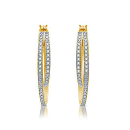 Diamond Classics&#40;tm&#41; 1/10ctw. Diamond Gold & Silver Hoop Earrings