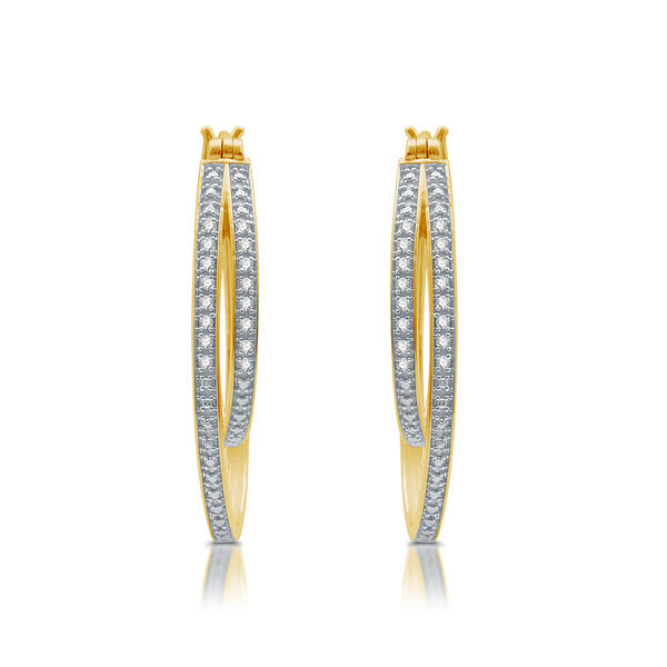 Diamond Classics&#40;tm&#41; 1/10ctw. Diamond Gold & Silver Hoop Earrings - image 