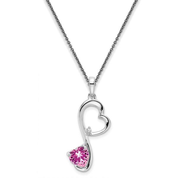 14k White Gold Heart Sapphire Pendant Necklace - image 