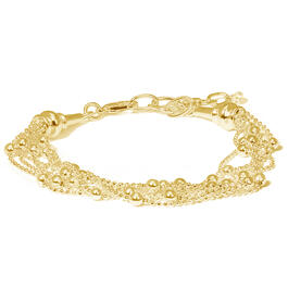 Gold Plated Multi Chain Beaded Link Bracelet